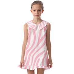 Pink Zebra Vibes Animal Print  Kids  Pilgrim Collar Ruffle Hem Dress by ConteMonfrey