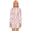 Pink Zebra Vibes Animal Print  Long Sleeve Velour Longline Dress View1