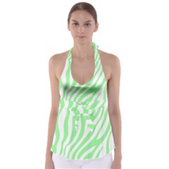 Green Zebra Vibes Animal Print  Babydoll Tankini Top by ConteMonfrey