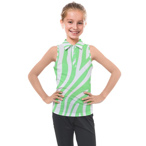 Green Zebra Vibes Animal Print  Kids  Sleeveless Polo Tee by ConteMonfrey