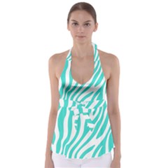 Blue Zebra Vibes Animal Print   Babydoll Tankini Top by ConteMonfrey