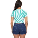 Blue Zebra Vibes Animal Print   Side Button Cropped Tee View4