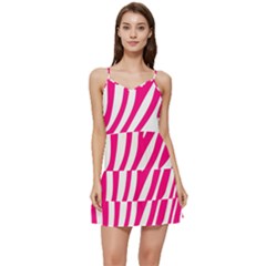 Pink Fucsia Zebra Vibes Animal Print Short Frill Dress by ConteMonfrey