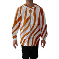 Orange Zebra Vibes Animal Print   Kids  Hooded Windbreaker by ConteMonfrey