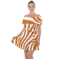 Orange Zebra Vibes Animal Print   Off Shoulder Velour Dress by ConteMonfrey