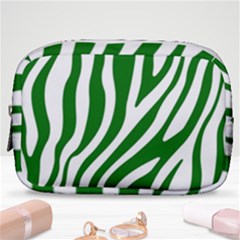 Dark Green Zebra Vibes Animal Print Make Up Pouch (small) by ConteMonfrey