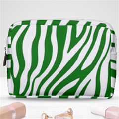 Dark Green Zebra Vibes Animal Print Make Up Pouch (medium) by ConteMonfrey