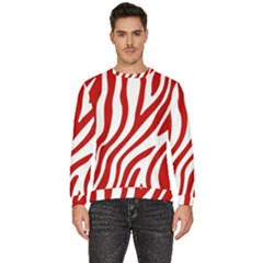 Red Zebra Vibes Animal Print  Men s Fleece Sweatshirt by ConteMonfrey