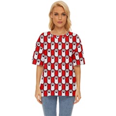 Red And White Cat Paws Oversized Basic Tee by ConteMonfrey