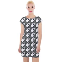 Grey And White Little Paws Cap Sleeve Bodycon Dress by ConteMonfrey