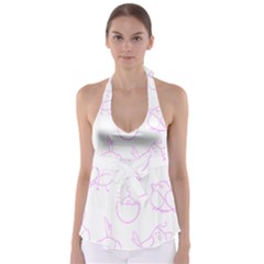 Birds Seamless Pattern Purple Babydoll Tankini Top by ConteMonfrey