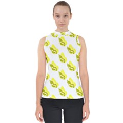 Yellow Butterflies On Their Own Way Mock Neck Shell Top by ConteMonfrey