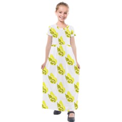 Yellow Butterflies On Their Own Way Kids  Short Sleeve Maxi Dress by ConteMonfrey