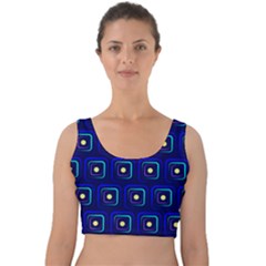 Blue Neon Squares - Modern Abstract Velvet Crop Top by ConteMonfrey