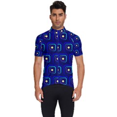 Blue Neon Squares - Modern Abstract Men s Short Sleeve Cycling Jersey by ConteMonfrey