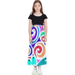 Crazy Pop Art - Doodle Circles   Kids  Flared Maxi Skirt by ConteMonfrey