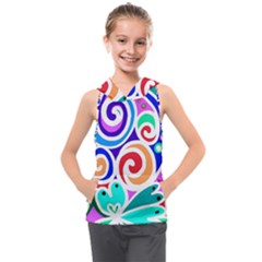 Crazy Pop Art - Doodle Circles   Kids  Sleeveless Hoodie by ConteMonfrey