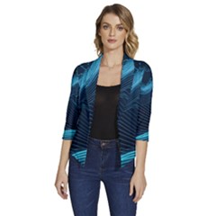 Technology Computer Background Women s Draped Front 3/4 Sleeve Shawl Collar Jacket by Simbadda