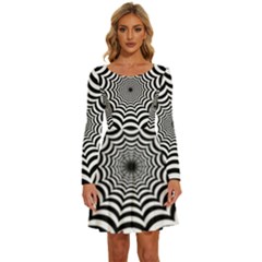 Spider Web Hypnotic Long Sleeve Wide Neck Velvet Dress by Amaryn4rt