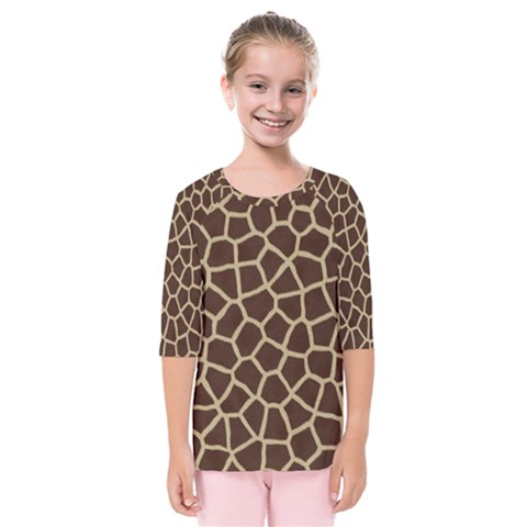 Giraffe Animal Print Skin Fur Kids  Quarter Sleeve Raglan Tee by Amaryn4rt