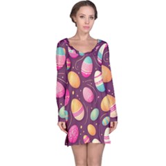 Easter Eggs Egg Long Sleeve Nightdress by Ravend