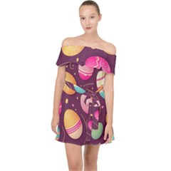 Easter Eggs Egg Off Shoulder Chiffon Dress by Ravend