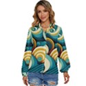 Waves Ocean Sea Abstract Whimsical Abstract Art 6 Women s Long Sleeve Button Down Shirt View1