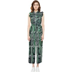 Printed Circuit Board Circuits Women s Frill Top Chiffon Jumpsuit by Celenk