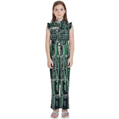 Printed Circuit Board Circuits Kids  Sleeveless Ruffle Edge Band Collar Chiffon One Piece by Celenk