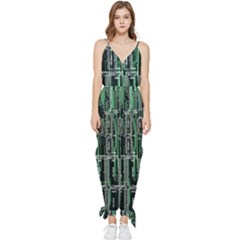 Printed Circuit Board Circuits Sleeveless Tie Ankle Chiffon Jumpsuit by Celenk