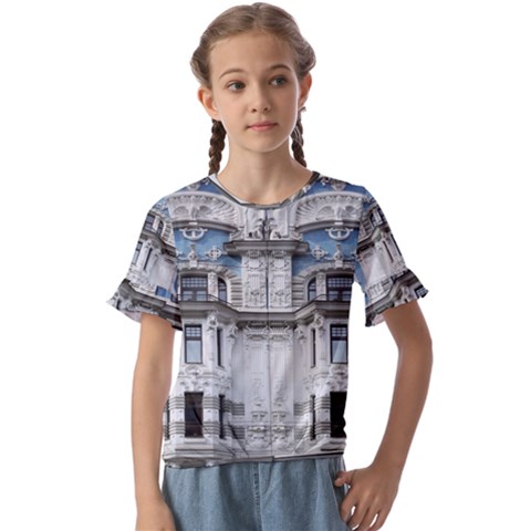 Squad Latvia Architecture Kids  Cuff Sleeve Scrunch Bottom Tee by Celenk