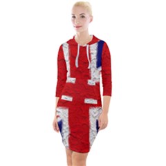 Union Jack Flag National Country Quarter Sleeve Hood Bodycon Dress by Celenk