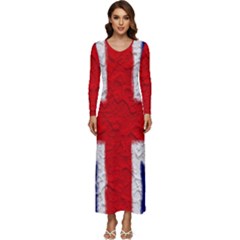 Union Jack Flag National Country Long Sleeve Longline Maxi Dress by Celenk