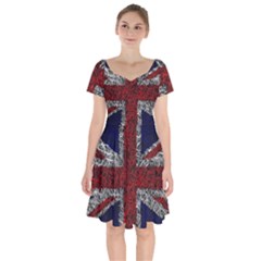 Union Jack Flag Uk Patriotic Short Sleeve Bardot Dress by Celenk