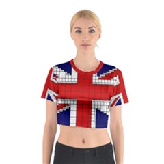 Union Jack Flag Uk Patriotic Cotton Crop Top by Celenk