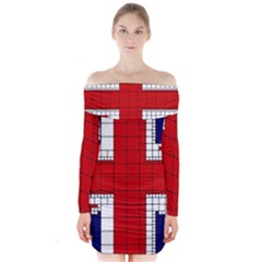 Union Jack Flag Uk Patriotic Long Sleeve Off Shoulder Dress by Celenk