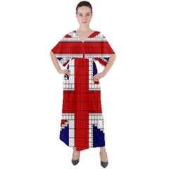 Union Jack Flag Uk Patriotic V-neck Boho Style Maxi Dress by Celenk