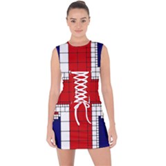 Union Jack Flag Uk Patriotic Lace Up Front Bodycon Dress by Celenk