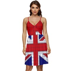 Union Jack Flag Uk Patriotic V-neck Pocket Summer Dress  by Celenk