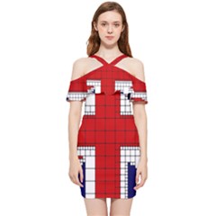 Union Jack Flag Uk Patriotic Shoulder Frill Bodycon Summer Dress by Celenk