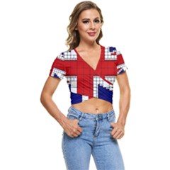 Union Jack Flag Uk Patriotic Short Sleeve Foldover Tee by Celenk