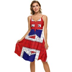 Union Jack Flag Uk Patriotic Sleeveless Tie Front Chiffon Dress by Celenk