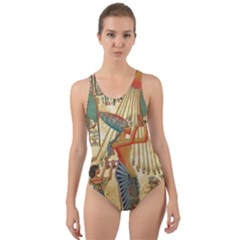 Egyptian Man Sun God Ra Amun Cut-out Back One Piece Swimsuit by Celenk