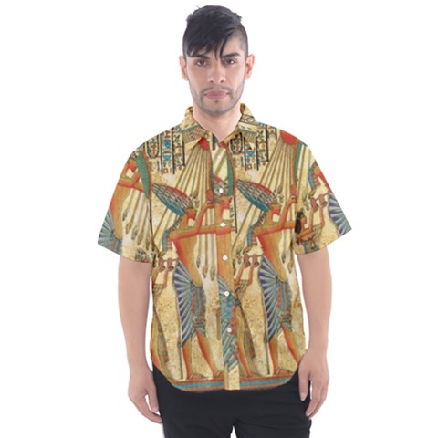 Egyptian Man Sun God Ra Amun Men s Short Sleeve Shirt by Celenk