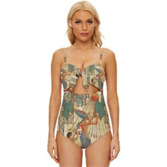 Egyptian Man Sun God Ra Amun Knot Front One-piece Swimsuit by Celenk