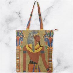 Egyptian Tutunkhamun Pharaoh Design Double Zip Up Tote Bag by Celenk