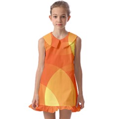 Abstract Orange Yellow Red Color Kids  Pilgrim Collar Ruffle Hem Dress by Celenk