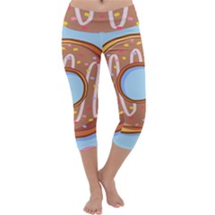 Dessert Food Donut Sweet Decor Chocolate Bread Capri Yoga Leggings by Uceng