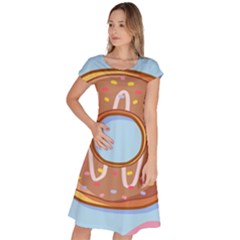 Dessert Food Donut Sweet Decor Chocolate Bread Classic Short Sleeve Dress by Uceng