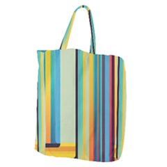 Colorful Rainbow Striped Pattern Stripes Background Giant Grocery Tote by Uceng